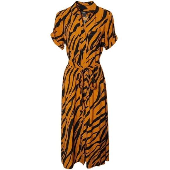 Anthropologie Dresses & Skirts - Maeve Tereza Midi Shirtdress Orange Multi Bengal Tiger Print Size XS